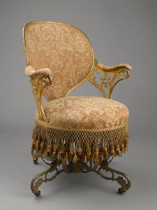 Merkezcil Yaylı Sandalye, c.1849-58 (dökme demir, ahşap, modern döşeme, modern döşeme, orijinal saçak)